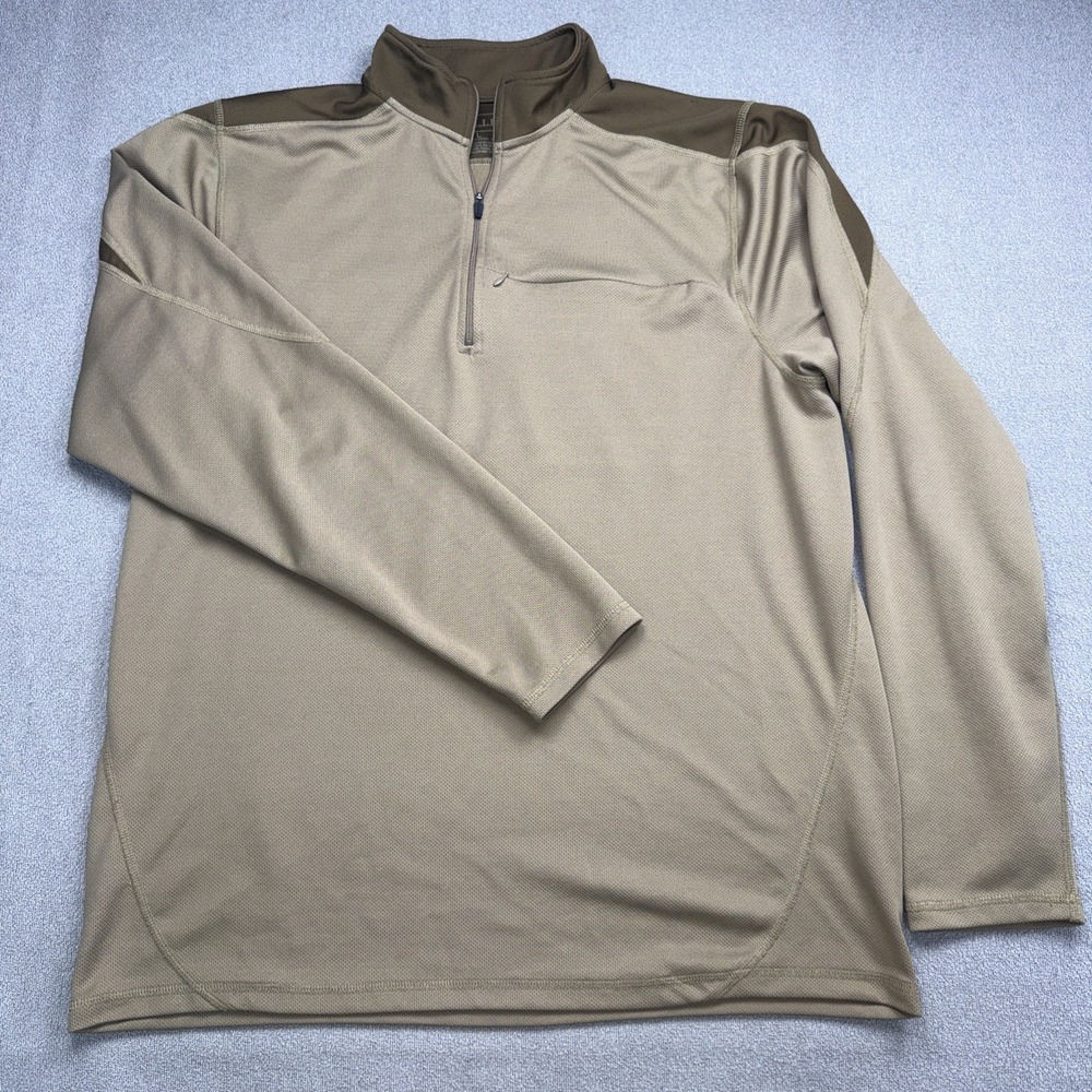 LL Bean Quarter Zip Brown/Tan‎ Long Sleeve Shirt Men's  Large Tall
